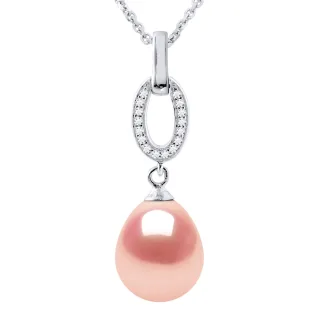 SHUTTLE Halskette Süßwasserperlen-Schmuck 9-10 mm Rosa 925