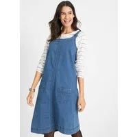 bonprix Jeanskleid Latzkleid mit verstellbaren Trägern, aufgesetzte Taschen