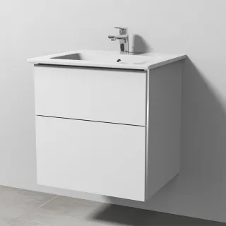 Sanipa 3way Keramik-Set Venticello Keramik-Waschtisch und Unterbau mit 2 Auszügen, Weiß-Soft BR32143