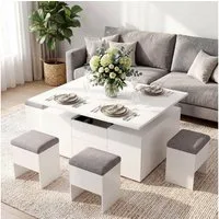 VOWNER Couchtisch mit klappbarer Tischplatte – 4-in-1 Multifunktions Wohnzimmertisch (1-St), höhenverstellbar für verschiedene Anwendungen