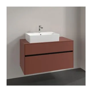 Villeroy und Boch Collaro Waschtischunterschrank C126B0AH 100x54,8x50cm, Waschtisch links, LED-Beleuchtung 7,3 W, wine red