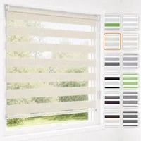 Doppelrollo Ohne Bohren, Weiß/Beige/Anthrazit, OUBO, freihängend, verspannt, Klemmfix, Klemmträger, Lichtschutz schnelle und einfache Montage mit beiliegendem