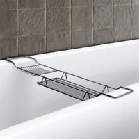 Euroshowers GmbH Badewannenablage Badewannenbrücke Chrom, Badewannenablage mit Seifenhalte, mit Seifenhalter, ohne Bohren, 69 cm Länge