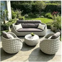 Muxing Gartenlounge-Set Gartenlounge Set 4-teilig mit 2 Sesseln, 2/3-Sitzer & Tisch, (Set, 4-tlg)