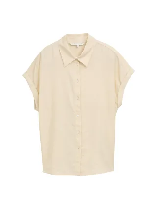 Tom Tailor - Loose Fit Bluse mit Leinenanteil champagne - Gr. - 36
