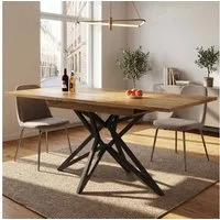 Flieks Esstisch ausziehbarer Tisch (Metallbeine mit verstellbaren Fußstützen, Länge 120-160/T80/H76 cm, 1-St., 1 Tisch), rechteckiger Küchentisch Holzmaserung, sternförmige Tischbeine