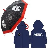 Star Wars Regenponcho Star Wars Darth Vader Kinder Poncho mit Regenschirm (2-St) Gr. 110 bis 128