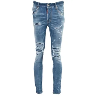 Dsquared2 Super Twinky Jean Paint Splash verstärkte zerrissene blaue Jeans