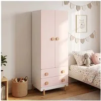 en.casa Kinderkleiderschrank »Vaarentaa« mit 2 Schubladen 156x60x41 cm Weiß/Cotton Candy