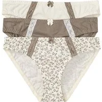 bonprix Slip (Packung, 3-St) mit Spitzenborten, mit Zierschleife, aus Baumwolle, 3er Pack