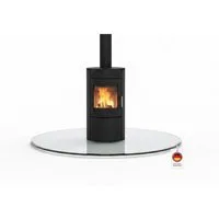 HOOZ Bodenschutzplatte Funkenschutzplatte aus 6mm ESG Ø90cm rund mit Facettenschliff Klarglas, Kamin Glas, 1-St., belastbare Glasauflage, Glasplatte, Schutzglas, Bodenschutzglas für Kamin, Ofen und Boden