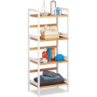 relaxdays Badregal Bambus weiß und natur, 1-tlg., 4