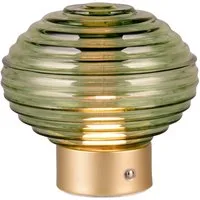 Reality Leuchten LED Tischleuchte EARL, USB-Ladefunktion, mehrere Helligkeitsstufen, LED fest integriert, Warmweiß, kabellose Akku Tischlampe, Glasschirm, USB-C Ladekabel, Touchdimmer