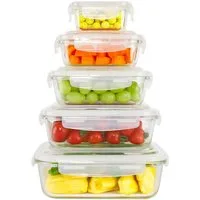 ecosa Frischhaltedose EO-8030, Glas, (Set, 10-tlg), BPA-frei,hitzeresistent,mikrowellen/gefriertauglich,spülmaschinenfest