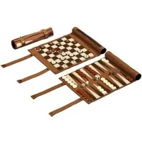 Philos Spiel, Reisespiel - Schach - Backgammon und Dame-Set - aufrollbar