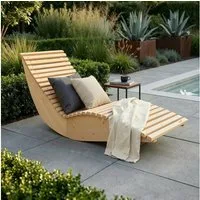 HOME DELUXE Gartenliege Wellenholzliege WOLGA - Größenauswahl, Wellenbank, Waldsofa, Relaxsofa, Sonnenliege