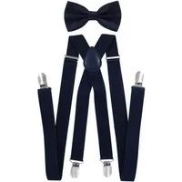 axy Hosenträger Herren Hosenträger mit Fliege Set (2-St., 2er Set) 4 Stabile Clips X-Form 2,5cm Breit verstellbar und elastisch
