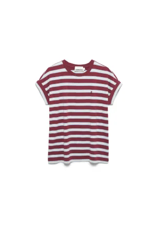 Armedangels - IDAARA STRIPE T-SHIRT velvet red-soft blue-undyed - Gr. - XXL