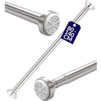 Praknu Duschvorhangstange Duschvorhangstange ohne Bohren - Ausziehbar 80 bis 140cm, Ø 2 mm, 10-läufig, ausziehbar, Spannung Montage, Drehsystem, Edelstahl, 80 bis 140cm Ausziehbar - Sicherer Halt - Edelstahl Duschstange