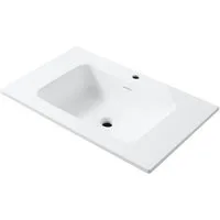 Belvit Waschbecken BV-WB5013-1 (einzel, 1-St), Aufsatzwaschbecken 80 cm Mattweiß Mineralguss mit Überlauf und