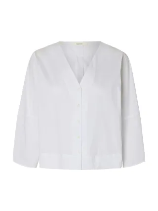 selected women - SLFBEA 3/4 V NECK SHIRT B Bright White - Gr. - 36