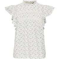 ONLY Rüschentop ONLKATTI S/S DOBBY TOP WVN NOOS Baumwolle, regular fit