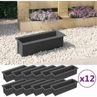 vidaXL Blumentopf Pflanzkasten für Europaletten 12 Stk. Grau 36x13,5x9,5 cm PP (12 St)