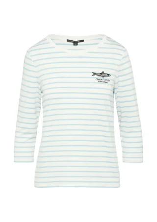 comma - Viskose-Shirt im Slim Fit blau/weiß - Gr. - 46