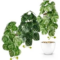 Kunstpflanze Künstliche Hängepflanzen im bruchfesten Topf, Hängepflanze künstlich Efeu, Monstera, Philodendron, Calathea, Pfeilblatt, Mosaik- & Zebrapflanze, PASCH, Bruchfester weißer Kunststofftopf