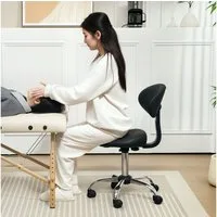 HOMCOM Drehhocker Hocker Bürohocker Sattelhocker mit Rückenlehne (höhenverstellbar Rollhocker, 1 St., 360° drehbar Arbeitshocker), für Büro Salon Massage Spa Schwarz