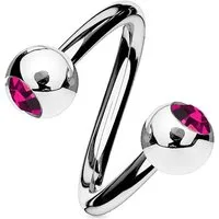 viva-adorno Piercing-Set Lippenpiercing Spirale Twist Labret Zirkonia Ohrpiercing Edelstahl, Kristall Doppel Kugel Chirurgenstahl