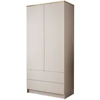 Lookway Kleiderschrank AURORA KASCHMIR 2D2S Drehtürenschrank mit Schubladen (Kleiderschrank mit stilvoller Umrandung in Goldoptik) 100x210x57