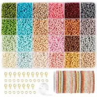 LA CUTE Perlenarmband Set XXL DIY Perlenset 3mm mit 24 Farbperlen Glasperlen. (Schmuckherstellungs-Set für DIY Armbänder, Halsketten und Bastelprojekte., 3500-tlg., DIY Perlen-Set mit 3500 Perlen goldenem Zubehör), DIY Perlenset 3mm mit 24 Farben und