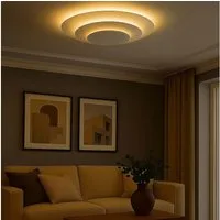 GLOBO LIGHTING LED Deckenleuchte, LED-Leuchtmittel fest verbaut, Warmweiß, Deckenleuchte Wohnzimmerleuchte rund silber LED Deckenlampe D 49 cm