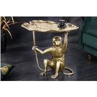 riess-ambiente Beistelltisch WILDLIFE MONKEY 60cm gold antik · Wohnzimmertisch aus Metall (Einzelartikel, 1-St), rund · handmade · Affen-Statue · Urban Jungle Design