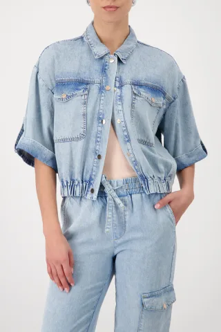 monari - Leichte Jeansjacke mit Pattentaschen light denim - Gr. - 44