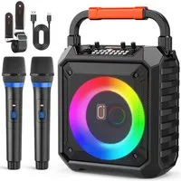 JYX Tragbares Lautsprechersystem mit Mikrofon für Karaoke Karaoke-Maschine 2.0 (Bluetooth 5.0, 15 W, unterstützt FM/USB/AUX/REC/TF-Anschluss, ideal für Partys)