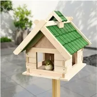 Melko Vogelhaus Vogelfutterhaus Vogelhaus Vogelhäuschen 44cm aus Holz Grün Vogelvilla, Liebevolle Handarbeit