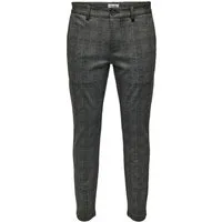 ONLY & SONS Chinohose Stoffhose Karierte Stretch Trousers für Herren Slim fit kariert elastisch Reißverschluss elegant-Style