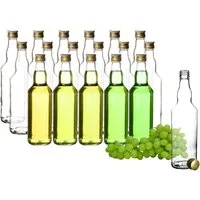 BigDean Trinkflasche Glasflaschen, 18x Glasflaschen 500ml, Schraubverschluss in Gold