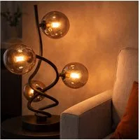 GLOBO LIGHTING LED Tischleuchte, Leuchtmittel inklusive, Warmweiß, Tischleuchte Beistelllampe Nachttischlampe LED Glas Rauchfarbe D 15 cm