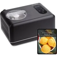 KLAMER Eismaschine mit Kompressor 1,5L 150W, 3-in-1 Slush Maschine & Joghurtbereiter, Ed…, 1,5 l, 150 W, Raffiniertes Rührsystem, Kühl- & Heizfunktion, digitales Rezeptbuch