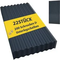 Thanaddo Trapezblech 22-teiliges Set aus trapezförmigen PVC-Wellplatten - 10,12 m²