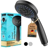 Blumbach Handbrause - Duschkopf Energy Rain, (Hochdruck Duschkopf wassersparend + druckerhöhend), mit 9 außergewöhnlichen Strahlarten