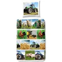 JACK Kinderbettwäsche 135x200cm Bauernhof Landwirtschaft Traktor Tiere, Renforcé, 2 teilig, für echte Landwirtschafts-Fans