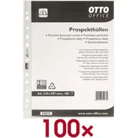 Otto Office Budget Prospekthülle, 100 Stück, Format A4, glasklar, Öffnung oben, gelocht