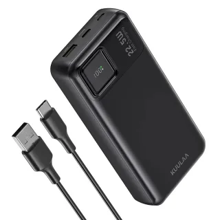 KUULAA RT-20 PD22.5W 20000mAh Power Bank LED Power Display External Battery Power Supply with 1 Input & 2 Outputs Fast C