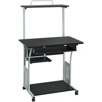 Yaheetech Schreibtisch Computertisch mit Regal & Rollen, Mehrstufiger PC-Tisch Eckschreibtisch für kleiner Raum