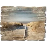 Artland Holzbild Nordseestrand auf Langeoog - Steg, Strand (1 St)