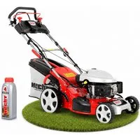 Hecht Benzinrasenmäher mit Antrieb Elektrostart 5in1 Funktion, 4Gänge, bis 4,5km/h, 51 cm Schnittbreite, 4,4 kW / 6 PS, Mulchkit, Seitenauswurf, Zerkleinern